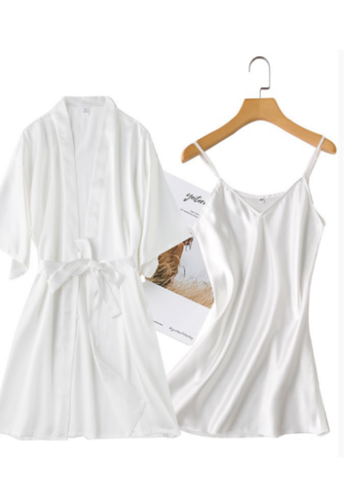 Ensemble kimono midi & nuisette satin Bride Mariée