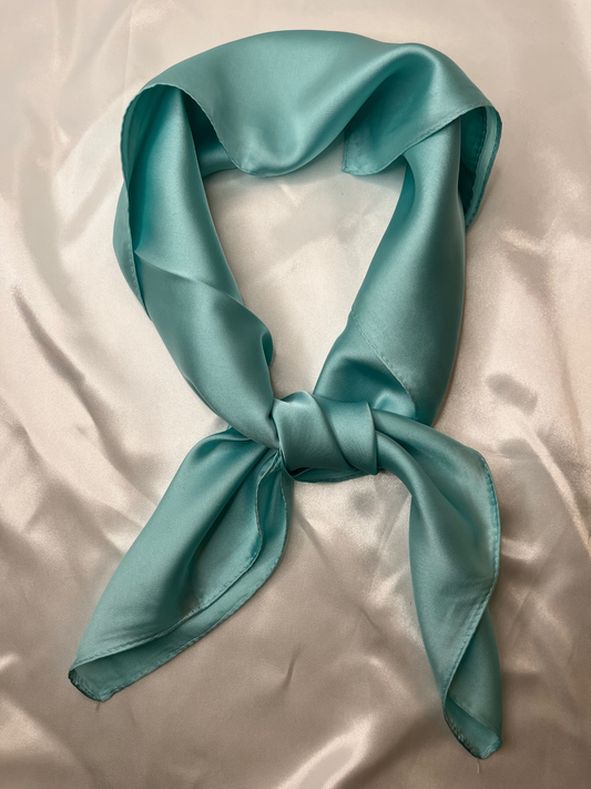 Foulard satin carré Bleu Turquoise