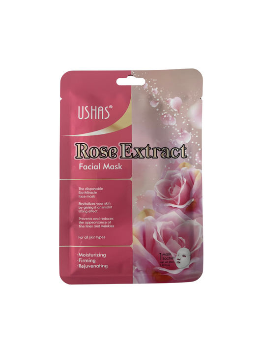 Masque tissu visage à l'extrait de rose USHAS