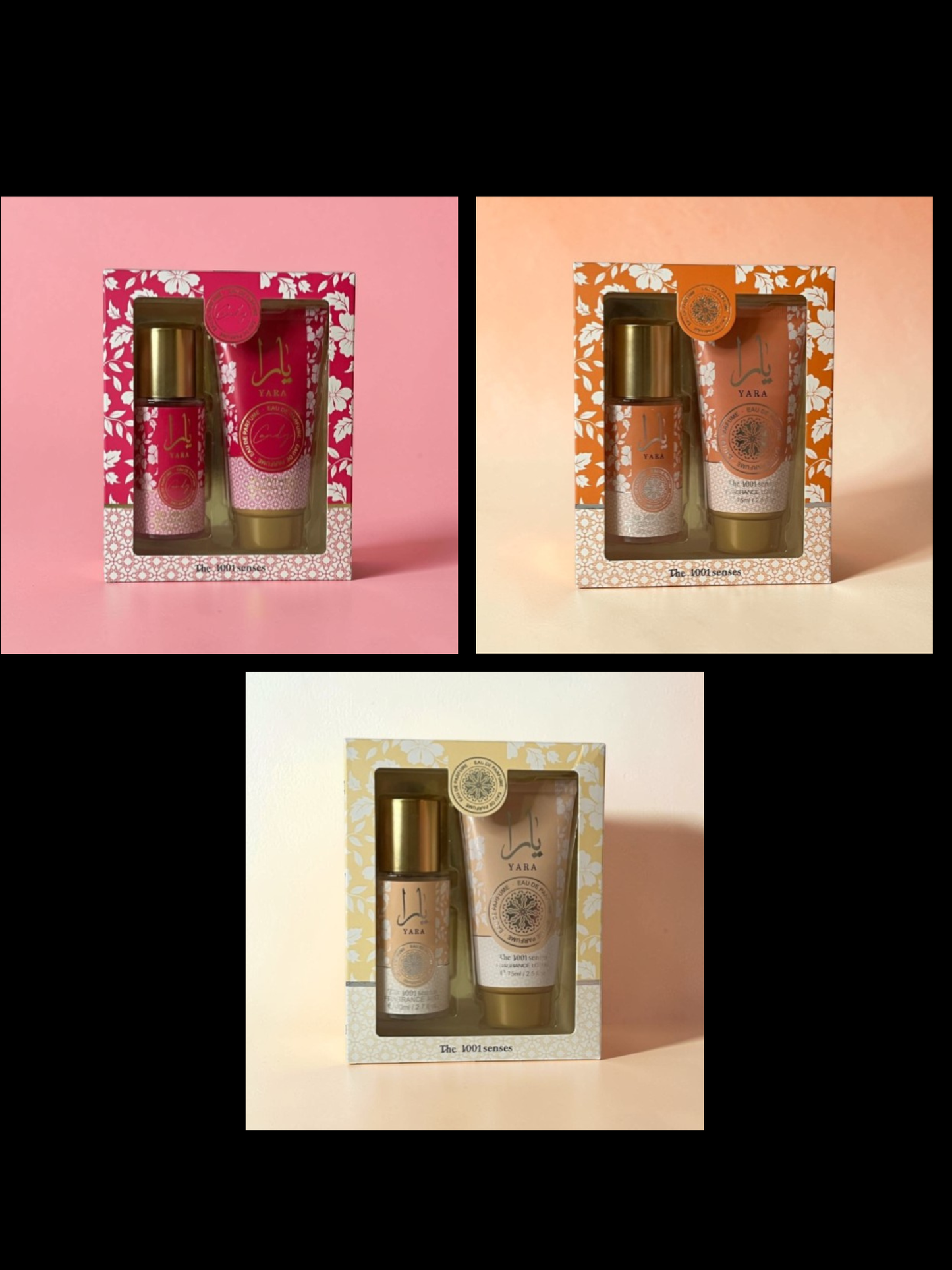 Pack 3 coffrets YARA Brume & crème parfumées - mini format