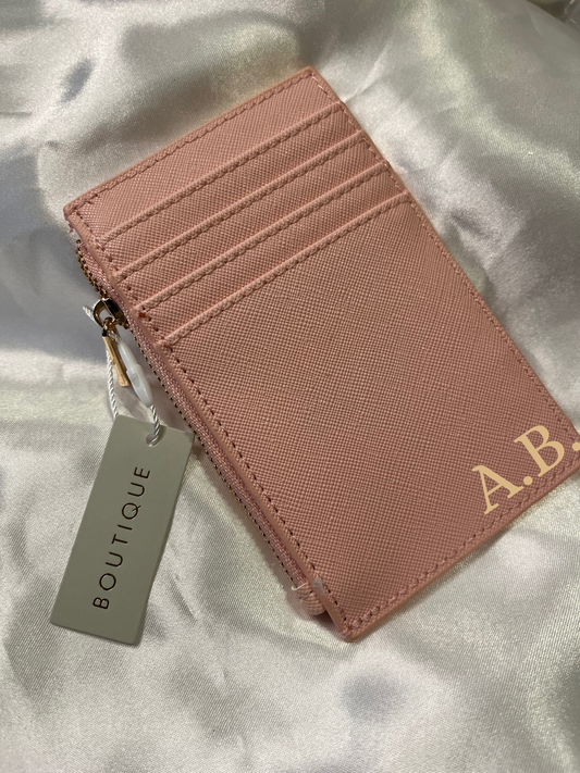 Porte-cartes cuir saffiano Rose doux