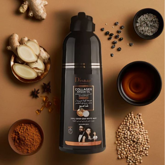 Disaar Shampoing Colorant – Natural Black noir Collagène & Huile d'Argan