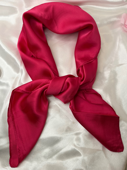 Foulard satin carré Fuchsia
