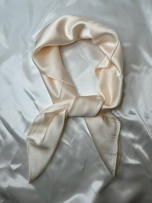 Foulard satin carré Crème