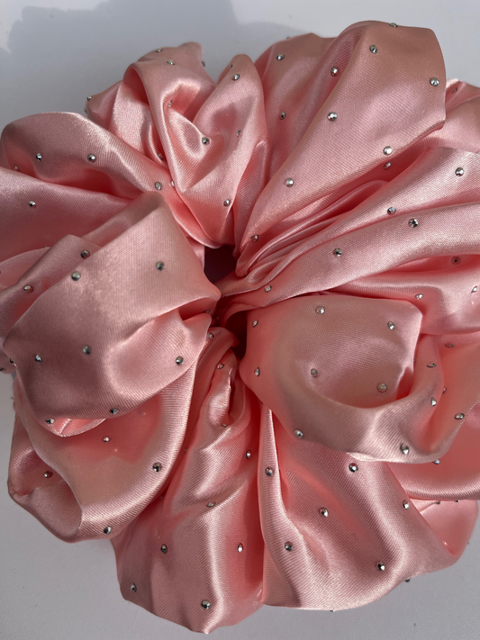 Grand Chouchou Satin rose avec strass